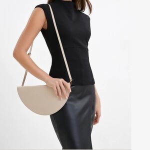 NWT Marcella Crescent White Half-Circle Convertible Clutch Crossbody Purse Bag